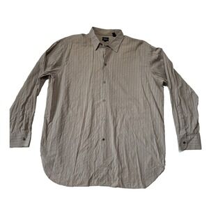 MANI Mens Large Button Down Shirt Striped Casual Dress Shirt